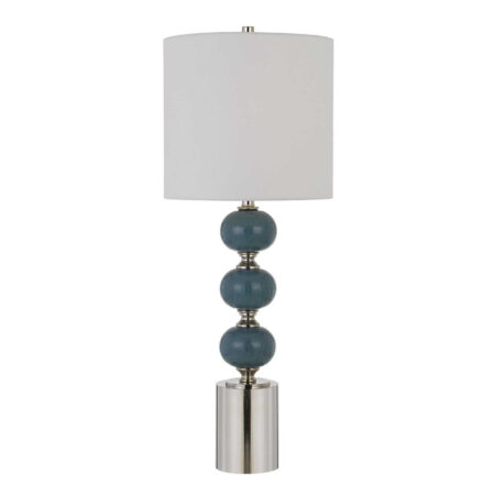 Set of Two, Modern Blue Metal Table Lamps, 29 - inches