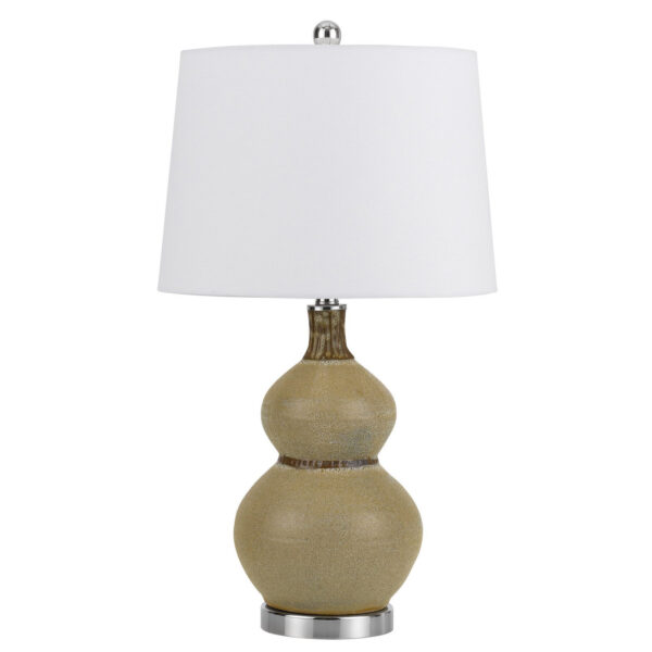 Set of Two, Tan Ceramic Table Lamps, 27 - inches