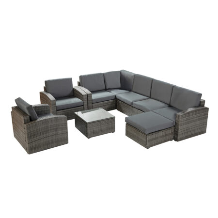 Outdoor Sectional Sofa and Table Set - Brown and Dark Gray