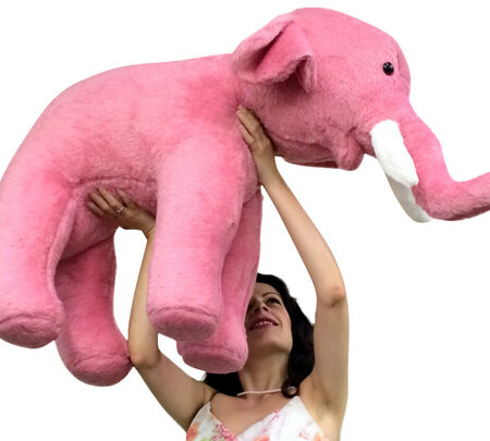 Giant Stuffed Pink Elephant - 3 Feet Tall