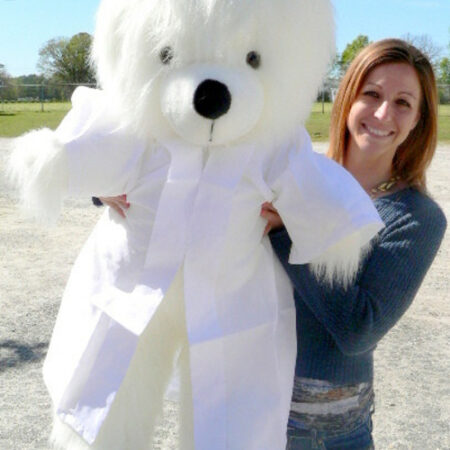 Giant White Graduation Teddy Bear - 45 inches Tall