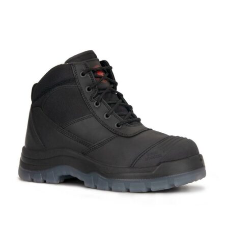 Black 6" Zip Sided Steel Toe Leather Work Boots